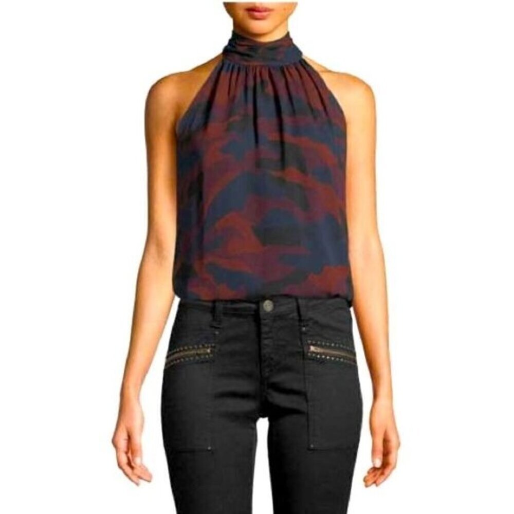 NWT Joie Erola B Sleeveless Camo-Print Silk Top Women Size xL